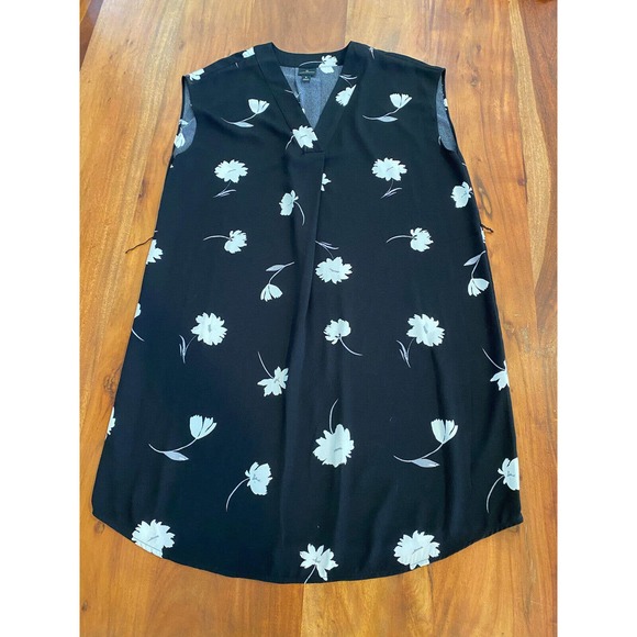 Floral Daisy Sheath Dress Short Sleeveless Black Medium Women’s minimalist‎ - Picture 1 of 4